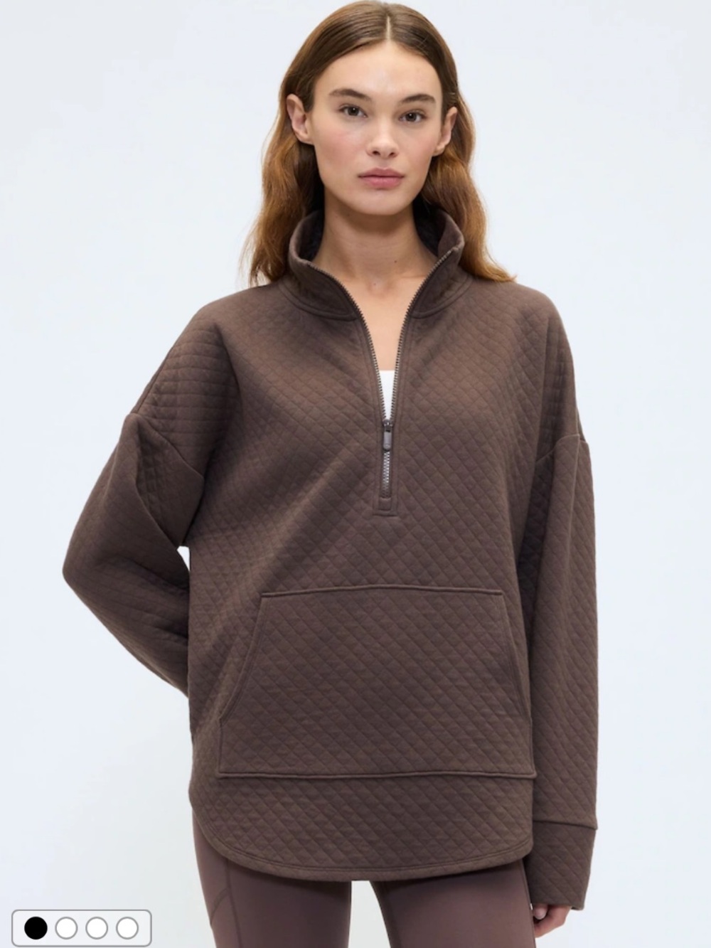 GapFit Quilted Jacquard Half Zip Pullover Terra Brown S